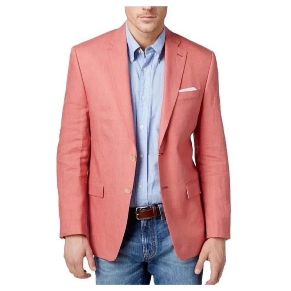 Lauren Ralph Lauren Men’s Lassiter Ultraflex Linen Blazer 50R Salmon Red NWOT